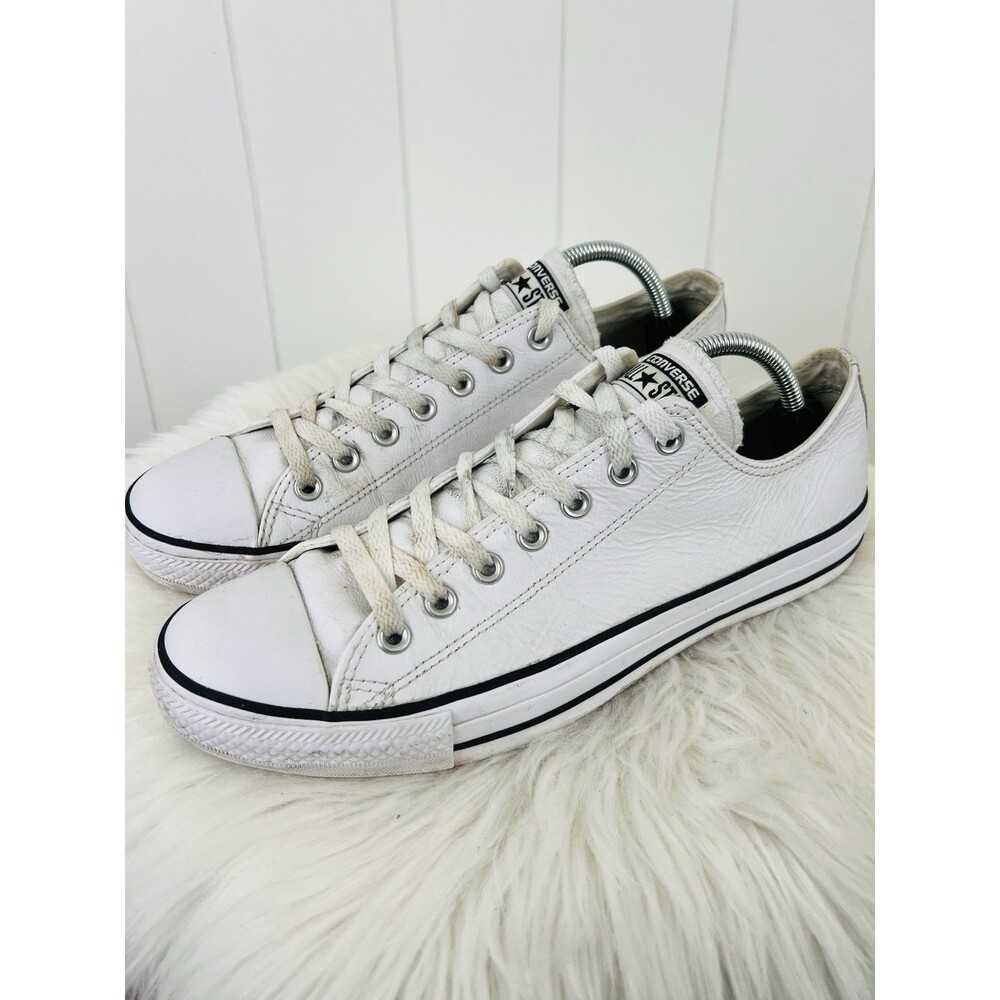 Converse Chuck Taylor All Star White Leather Low Top Sneakers Mens 10 Womens 12